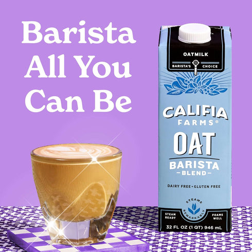 32 Oz, Califia Farms - Oat Barista Blend Oat Milk, Dairy Free, Vegan, Plant Based, Gluten Free, Non GMO, Milk Frother