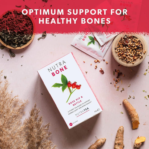 NUTRABONE Bone Health Tea - Herbal Tea with Rose Hip, Ginkgo Biloba, Yucca - 20 Enveloped Tea Bags