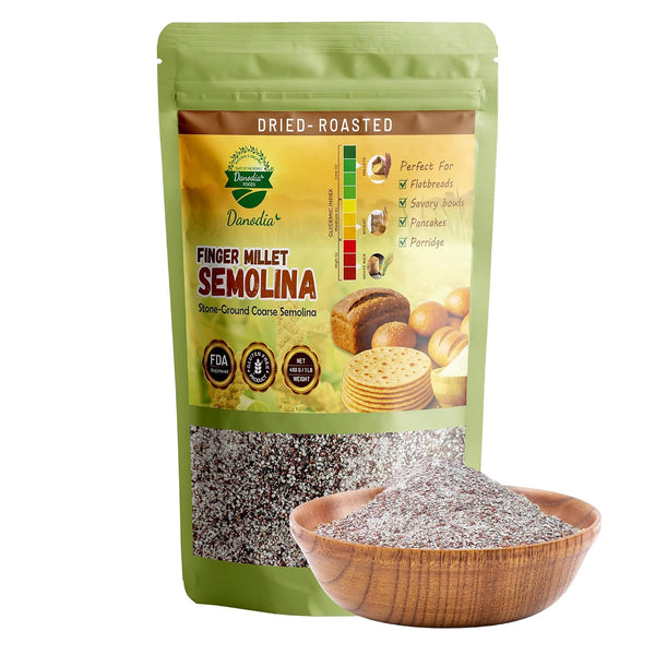 Danodia Foods Ragi Semolina (Finger Millet Rava) 450 g (1 lb) Stone-Ground,