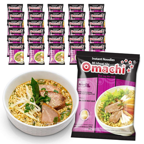 Pack 30) OMACHI Golden Potato Noodles - Beef ,Pork, Shrimp Flavors - Made with Natural Ingredients (Braised Pork Rib
