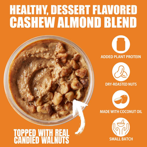 Fit Butters Charley's Famous Carrot Cake Cashew Almond Butter (Vegan) Spread - Added Protein and Coconut Oil, Low Carb
