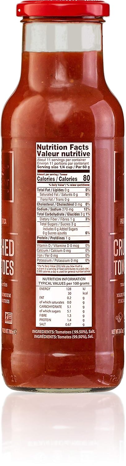 24.7oz (2 Pack) Tuscanini Premium Italian Crushed Tomatoes Passata Rustica, Vegan, Nothing Artificial, Imported From