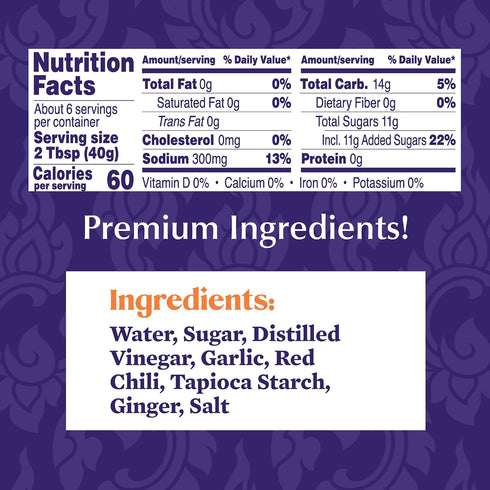 -8.1 oz (Pack 2) Watcharee's Thai Sweet Chili Ginger Sauce, Gluten Free, Vegan, Authentic Stir Fry, Dressing, Rice