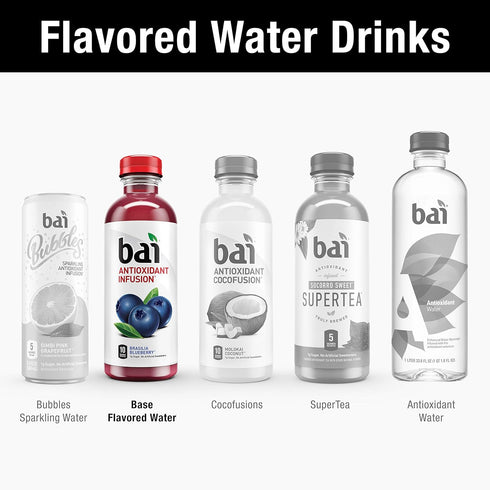 18 6 count Bai Flavored Water, Brasilia Blueberry, Antioxidant Infused Drinks, Fluid Ounce Bottles