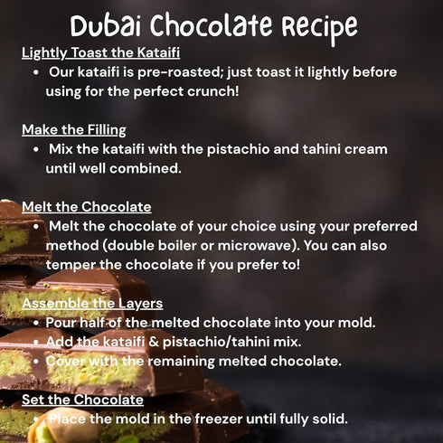 Ma Lit Candy Dubai Chocolate Bar Kit - Holidays Gift Box - INCLUDES Kataifi, Pistachio & Tahini Cream, Recipe