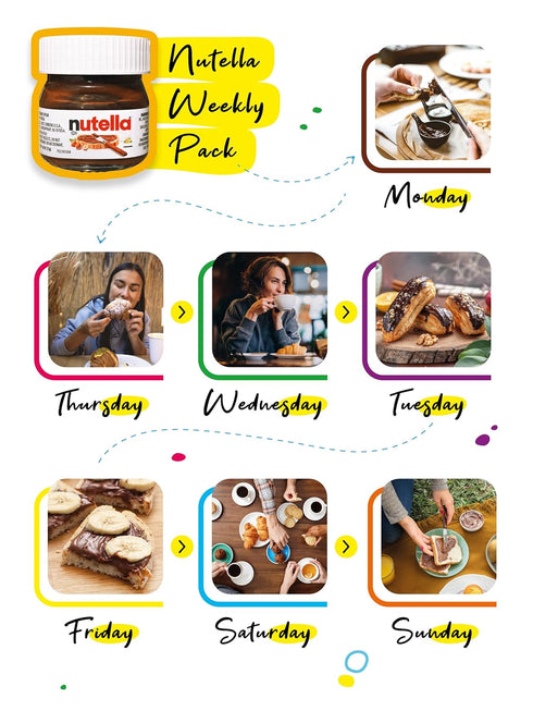 ATREVO 0.88 oz (Pack 7) 7 Mini Nutella Glass Jars Chocolate Hazelnut Spread of with Wooden Spoons - Holiday Chocolate