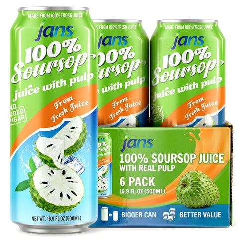 Soursop Juice with Pulp 16.9 oz (Pack of 6) Jans | 100%