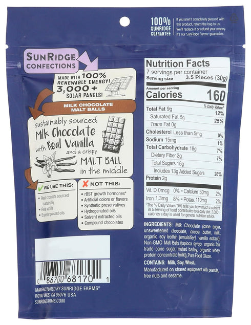 7 OZ SUNRIDGE FARMS Milk Chocolate Malt Balls