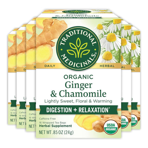 Traditional Medicinals Tea, Organic Ginger & Chamomile - Occasional Nausea & Indigestion