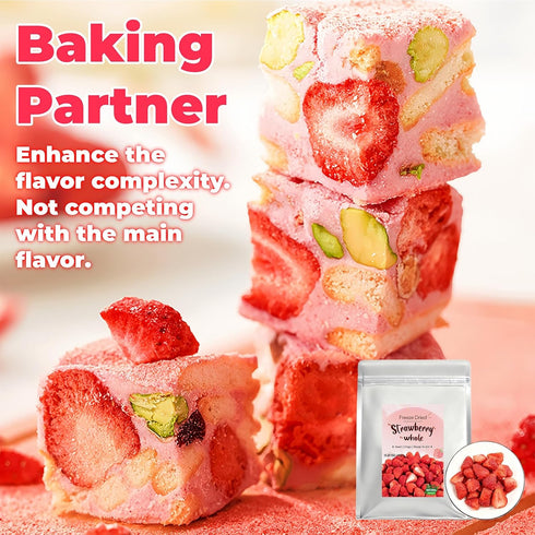 JKPDAMZ 1 450g, Ib Freeze Dried Strawberries, Whole Berry, No Added Sugar, Natural Red, Crispy Texture