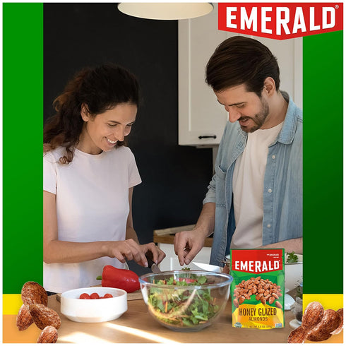 (1-Pack), 5.5oz Emerald Nuts Honey Glazed Almonds Resealable Bag, Kosher Dairy Certified, Non-GMO, Contains No