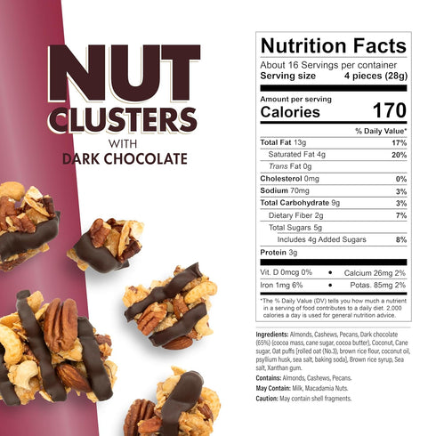 3 Pack, 16 oz InnoFoods Dark Chocolate Nut Clusters, Gluten Free, Non-GMO, Each