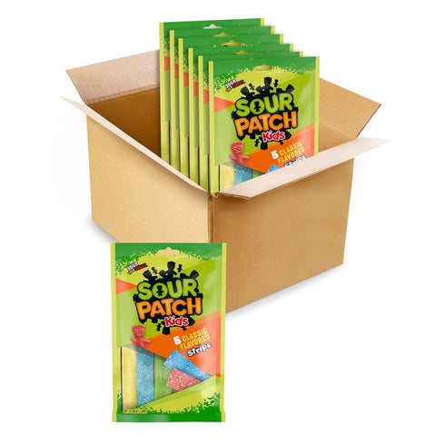 6-3.5 oz SOUR PATCH KIDS Soft & Chewy Candy Strips, Bulk Candy, Bags
