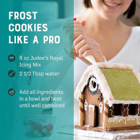 Judee's Royal Icing Mix 8 oz, Non-GMO, Gluten-Free, Nut Free, Just Add Water for Frosting Cookies