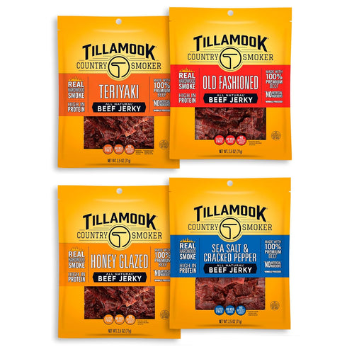 Tillamook Country Smoker Real Hardwood Smoked Beef Jerky Variety Pack, 2.5 Ounce