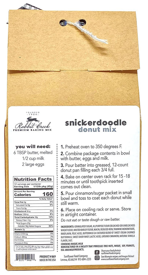 Rabbit Creek Snickerdoodle Donuts Mix – With Dusting Sugar Included – Baked Donuts, Not Fried – Donut Baking Mix