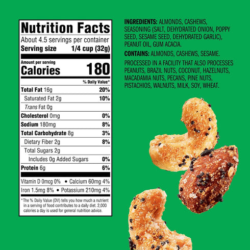 (1-Pack) 5oz Emerald Nuts Absolutely Everything Almonds & Cashews | Resealable Bag | Plant-Based Protein, Kosher Dairy