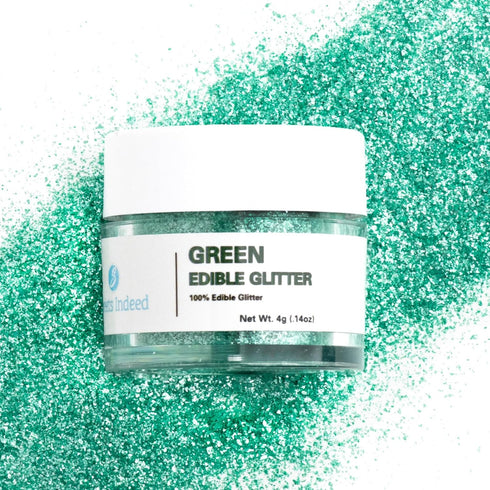 Sweets Indeed Edible Glitter, Perfect for Drinks, Cocktails, Cake Decorating, Dessert Topper, 4 grams Green Glitter