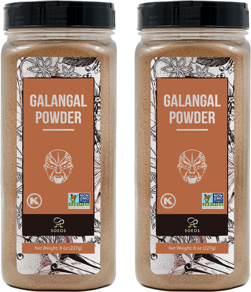Soeos Galanga Powder 8oz (227g) Twin Pack, Non-GMO, Kosher, Greater Galanga, Perfect for Tom Yum and Tom Kha Soups,