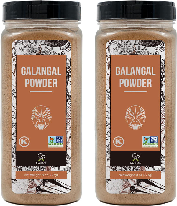 Soeos Galanga Powder 8oz (227g) Twin Pack, Non-GMO, Kosher, Greater Galanga, Perfect for Tom Yum and Tom Kha Soups,