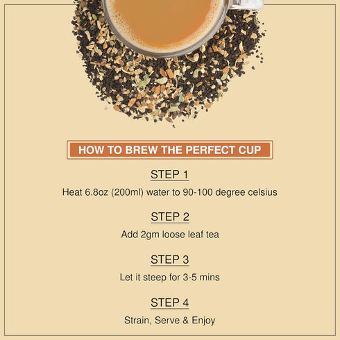 BREWIX Masala Chai Tea Loose Leaf CTC, Strong Robust & Aromatic, Blended with Ginger, Cinnamon, Cardamom
