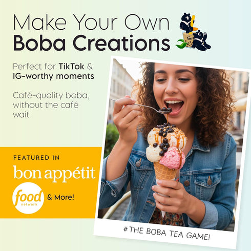 9PK Twrl Brown Sugar Boba with Straws, Chewy Boba Pearls for Bubble Tea, Desserts & Ice Cream Toppings, Plant-Based