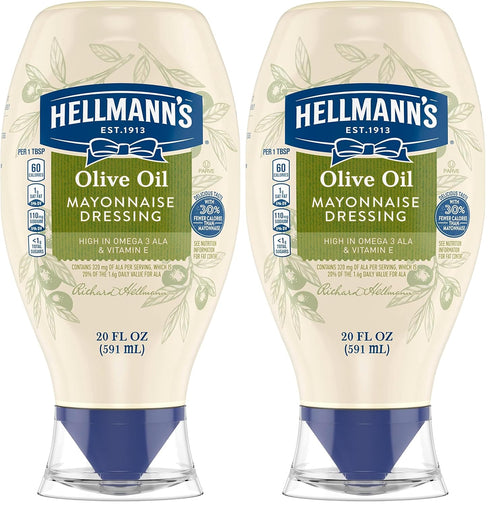 Hellmann's Mayonnaise Dressing with Olive Oil Squeeze Bottle Condiment for Simple Meals