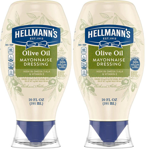 Hellmann's Mayonnaise Dressing with Olive Oil Squeeze Bottle Condiment for Simple Meals