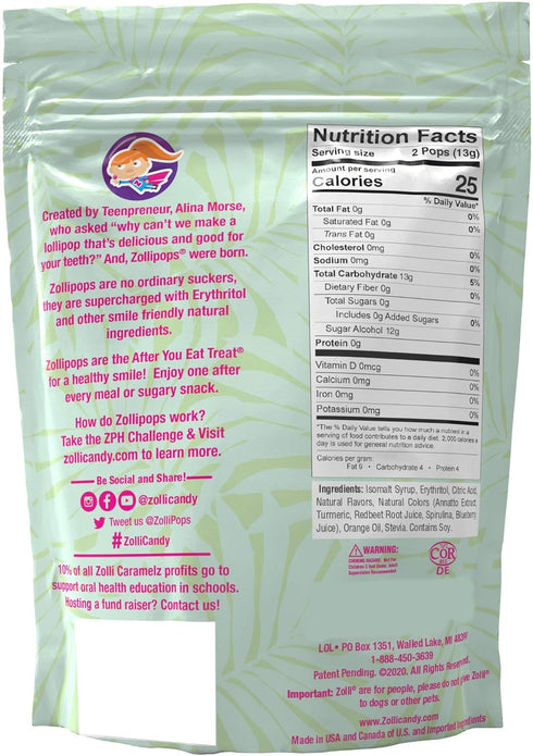 Zollipops The Clean Teeth Pops, Anti-Cavity Lollipops with Tropical Flavors, 3.1 Ounce