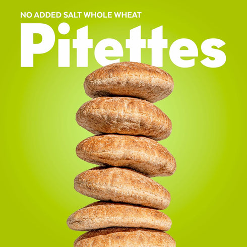 (3 Pack, 24 Toufayan No Added Salt Whole Wheat Pitettes Pita Bread - Lower Sodium, Vegan Pitas Total)