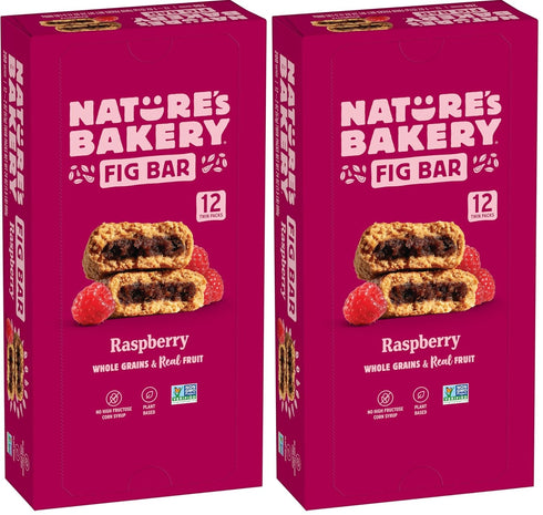 Natures Bakery Whole Wheat Fig Bars, Raspberry, Real Fruit, Vegan, Non-GMO, Snack