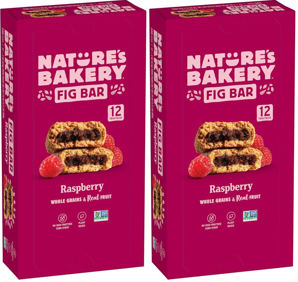 Natures Bakery Whole Wheat Fig Bars, Raspberry, Real Fruit, Vegan, Non-GMO, Snack