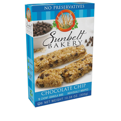 10 (8) Sunbelt Bakery Chocolate Chip Chewy Granola Bars, Bars In Each Box, No Preservatives
