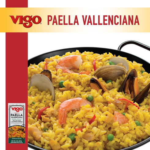 (8 (Pack 12)) Vigo Authentic Paella Valenciana, Completely Seasoned Yellow Rice & Seafood Dinner, Spanish Recipe Ounce