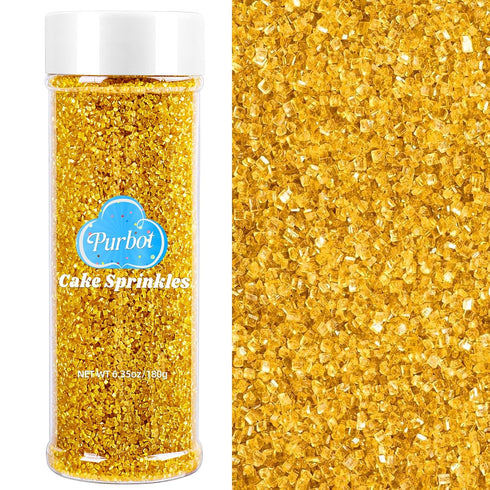 Gold Sprinkles Sanding Sugar for Baking, 6.35 oz Edible Sparkling Course Sugar