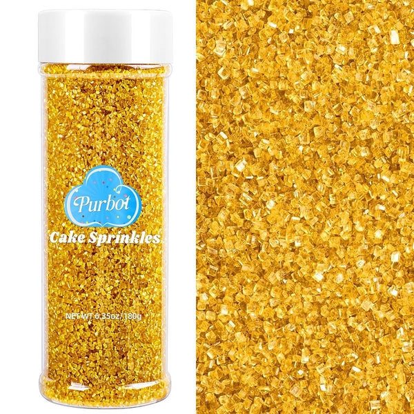 Gold Sprinkles Sanding Sugar for Baking, 6.35 oz Edible Sparkling Course Sugar