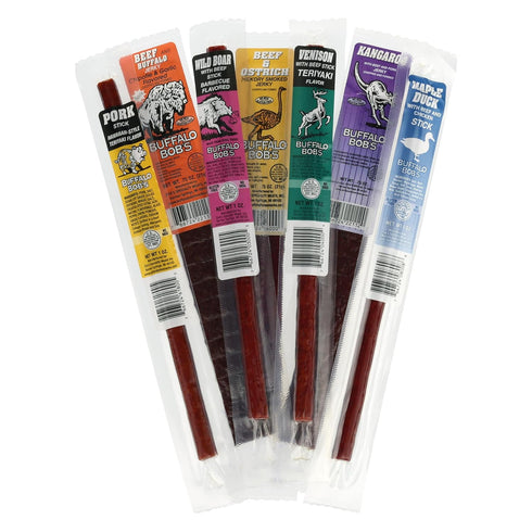 20 Buffalo Bob's Exotic Jerky Gift Box - Staff Favorite Piece Assortment: Alligator, Buffalo, Venison, Beef, Ostrich