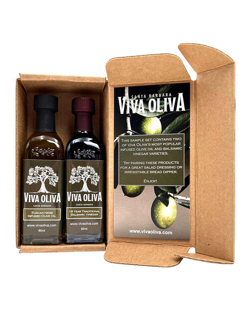 Viva Oliva 60ml (2oz) Set 18 100% Two Variety Gift - Tuscan Herb Infused Olive Oil & Year Traditional Barrel Aged