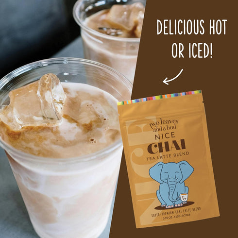 1 3.95 oz Two Leaves and a Bud Nice Chai Latte Mix, Powdered Chai Latte Tea Mix, Vegan, Dairy Free, Low Sugar, Iced