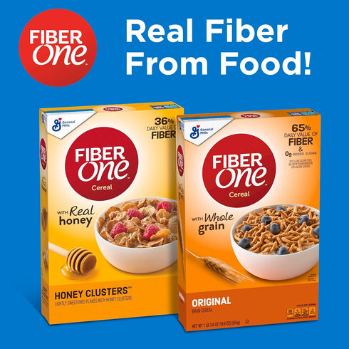 19.6 oz Fiber One Cereal, Original Bran, High Fiber Cereal Made with Whole Grain