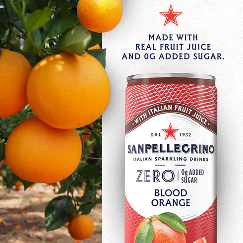 Sanpellegrino 24 Pack 11.15 Oz Zero Grams Added Sugar Pomegranate & Orange Italian Sparkling Drink, Of Fl Cans, Italian