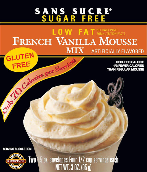 Sans Sucre SUGAR FREE, LOW FAT Mousse Mix - French Vanilla TWO 1.5 OZ ENVELOPES NET WT. 3 OZ. (85G)