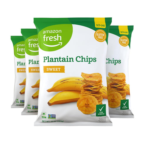 Amazon Fresh , Sweet Plantain Chips, 10 Oz (Pack of 4) (Previously Wickedly Prime,