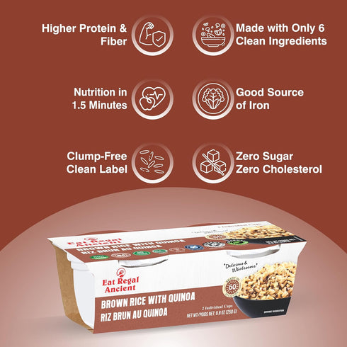 1 250g (2125g), Pack 6 Eat Regal Brown Rice with Quinoa Cups, Ready in Minute