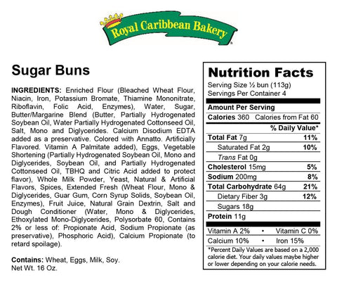 Royal Caribbean Bakery 2 Pack (4 Packs) Jamaican Style Sugar Buns, in a