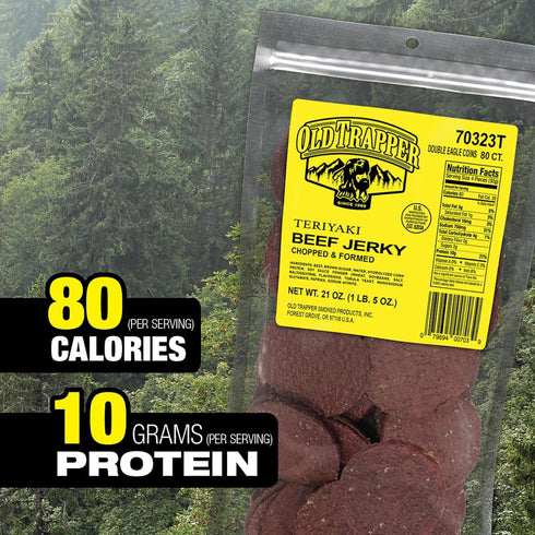 21 Package, 10 80 (Pack Old Trapper Double Eagle Beef Jerky, Teriyaki Flavor, Ounce Natural Wood Smoked Meat Snacks
