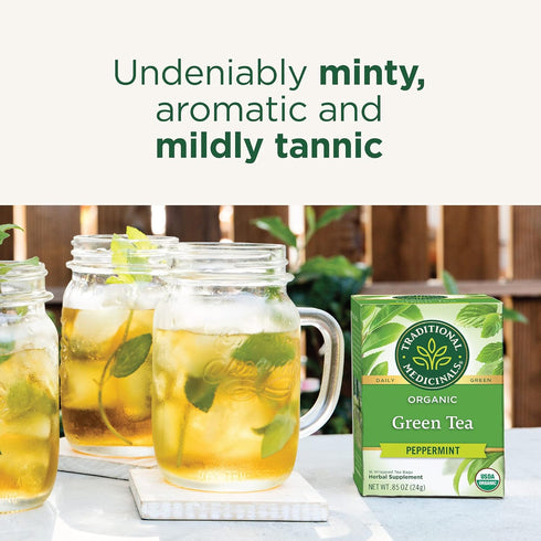(Pack 1) 16 Traditional Medicinals Organic Green Tea Peppermint Herbal Tea, Alleviates Digestive Discomfort, of - Tea