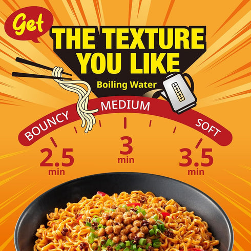 Pack, 3.20 oz (Pack 12) JWAY Sichuan Pepper Stir Fry Noodles, Deep-fried Instant Ramen with Chili Oil, Spicy Dry Tossed