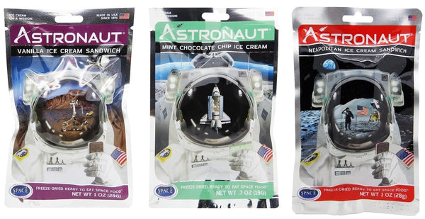 Astronaut Foods Freeze-Dried Ice Cream Sandwic 3 Flavor Variety Bundle, NASA Space