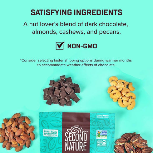 12 oz. (Pack 1) Second Nature Dark Chocolate Medley Trail Mix, Resealable Pouch of Certified Gluten-Free Snack Mix Dark